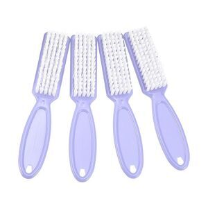 4 Pcs Fingernail Cleaner Nail Brush with Plastic Handle Light Purple